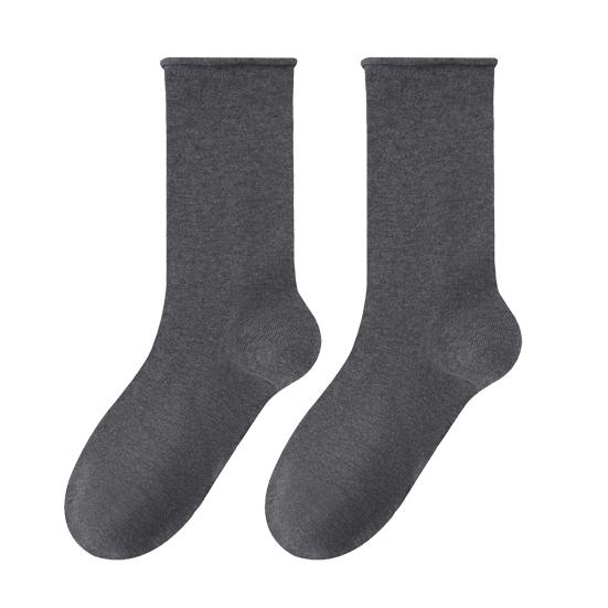 Casual Korean Style Hosiery Women Mid-Length Crew Socks, Loose Cuff Mittens, Comfortable Breathable Athletic Socks Solid Color for Autumn Winter Daily