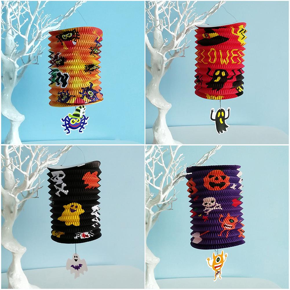 1Pc Halloween Paper Lantern Pumpkin Spider Bat Skeleton Hanging Pendant Horror Props Party Decoration Outdoor Home
