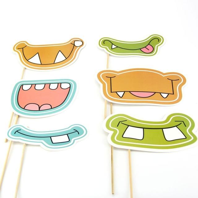 6 piezas/juego Accesorios para Fotomatón Máscara de Monstruos Pequeños Tarjeta de Papel para Decoración de Eventos de Fiesta de Cumpleaños Infantil