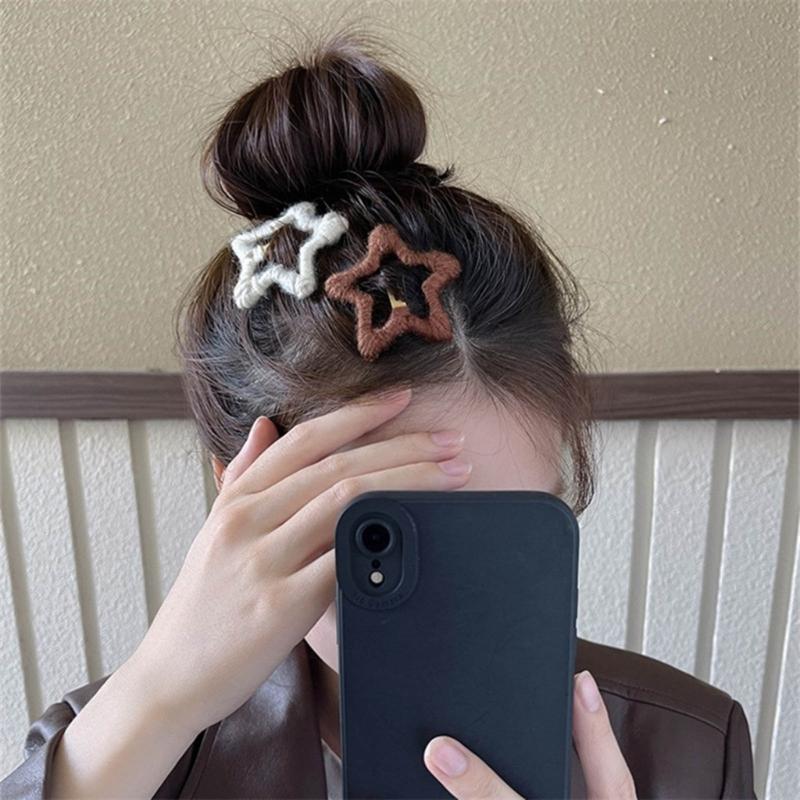 Hollow Star Hairpins Hair Clip Star Hairpins Hair Clips Hairpin Hair Barrette Headwear Hair Pin Wool Material for Girls