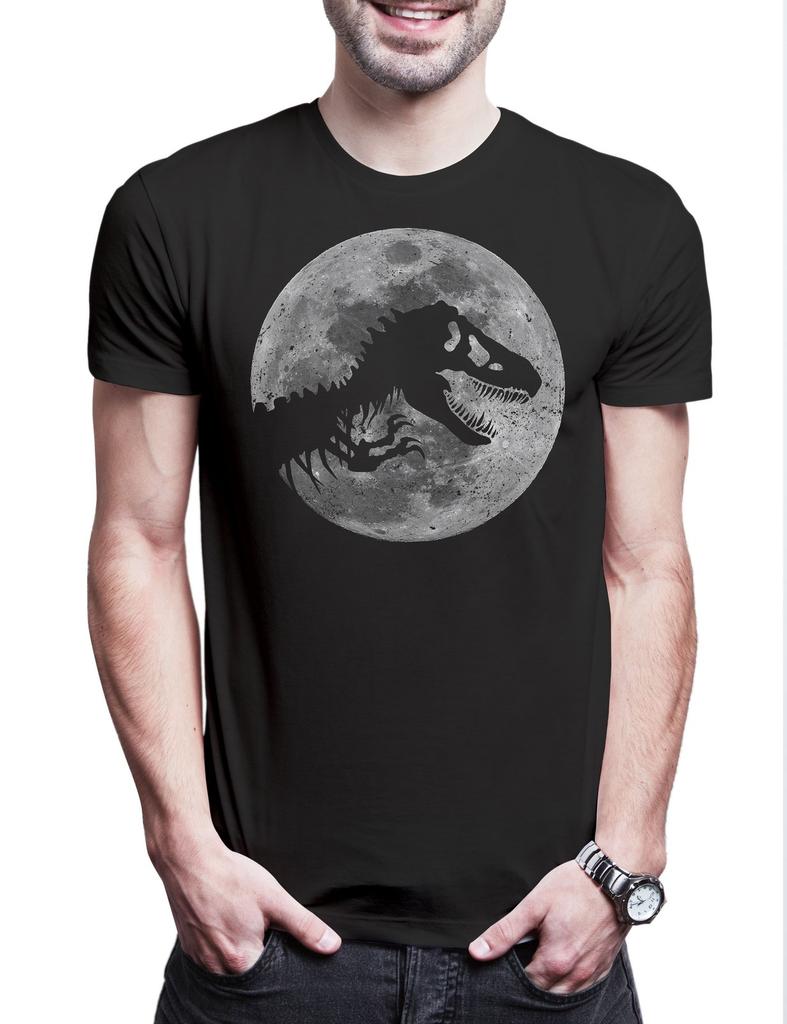 T-Rex Moon Herren T-Shirt Mens Womens Tees Top Mond Skeleton Dinosaur Dinosaurier Tyrannosaurus Rex