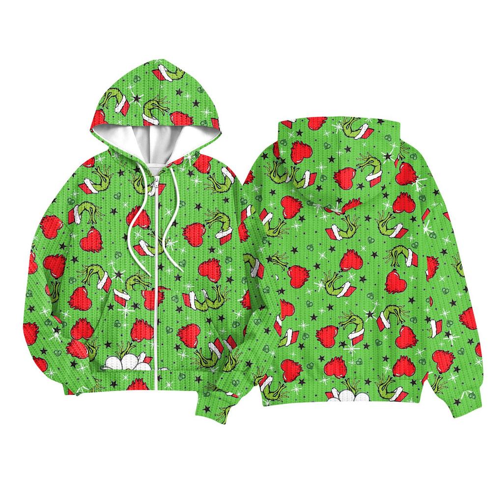 Children Girls And Boys Fashion Jacket Casual Printed Long-sleeved Hooded Cardigan Sweatshirts