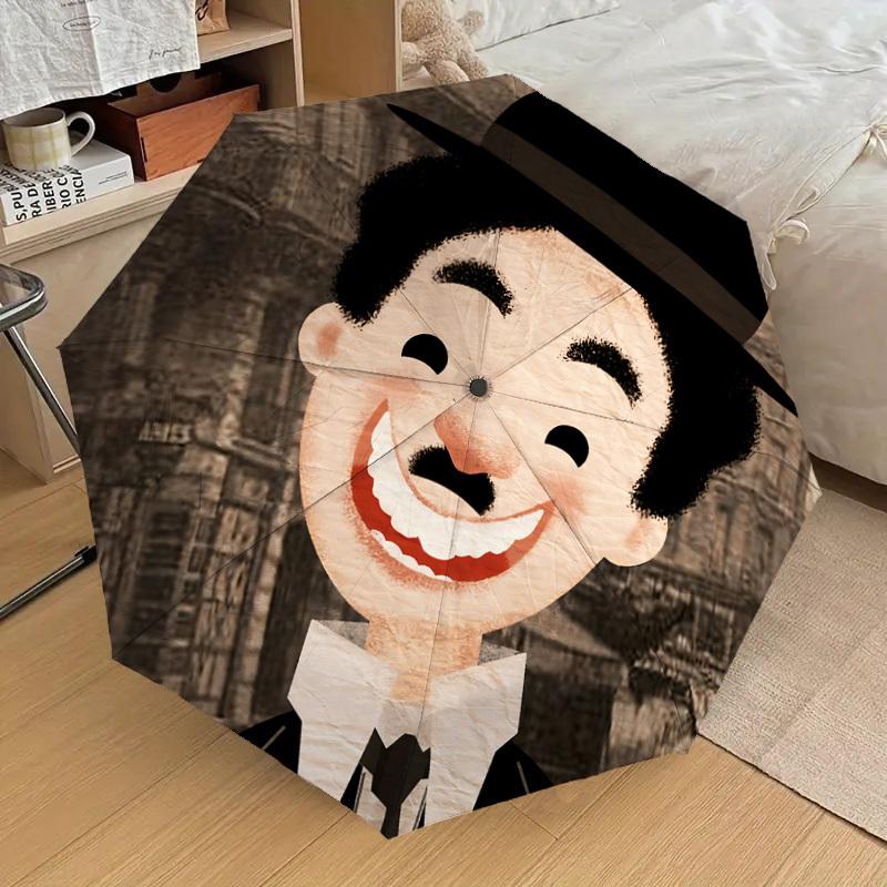 

1pc Charlie Chaplin Automatic Folding Umbrella, Portable Collapsible Design, Casual Outdoor Accessory L1127036