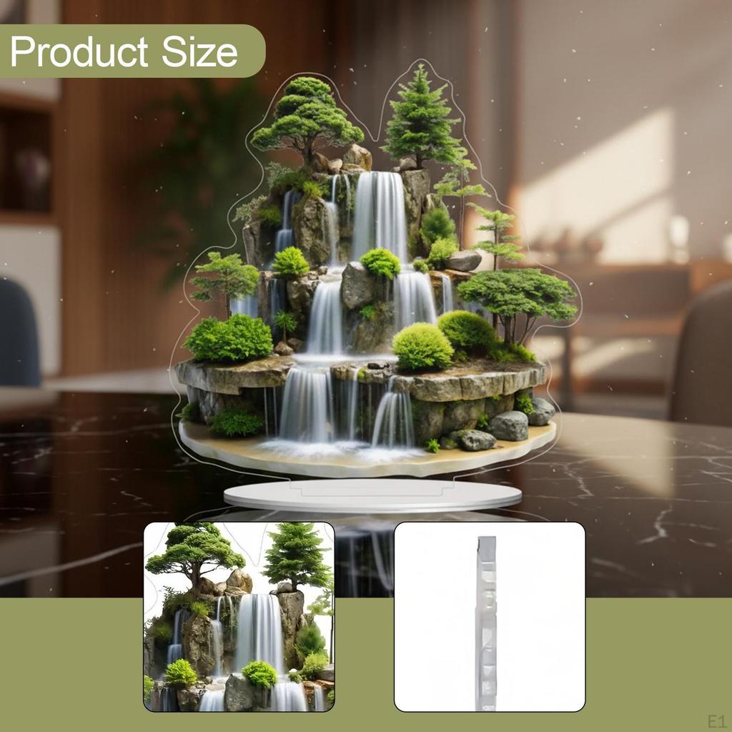 2D Tabletop Water Decor Indoor Waterfall Decoration Holiday Acrylic Desktop Plaque for Table Bedroom