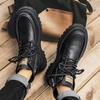 New youth autumn and winter fashion velvet thickened thick bottom non-slip wear-resistant solid color lace-up large cotton Martin boots