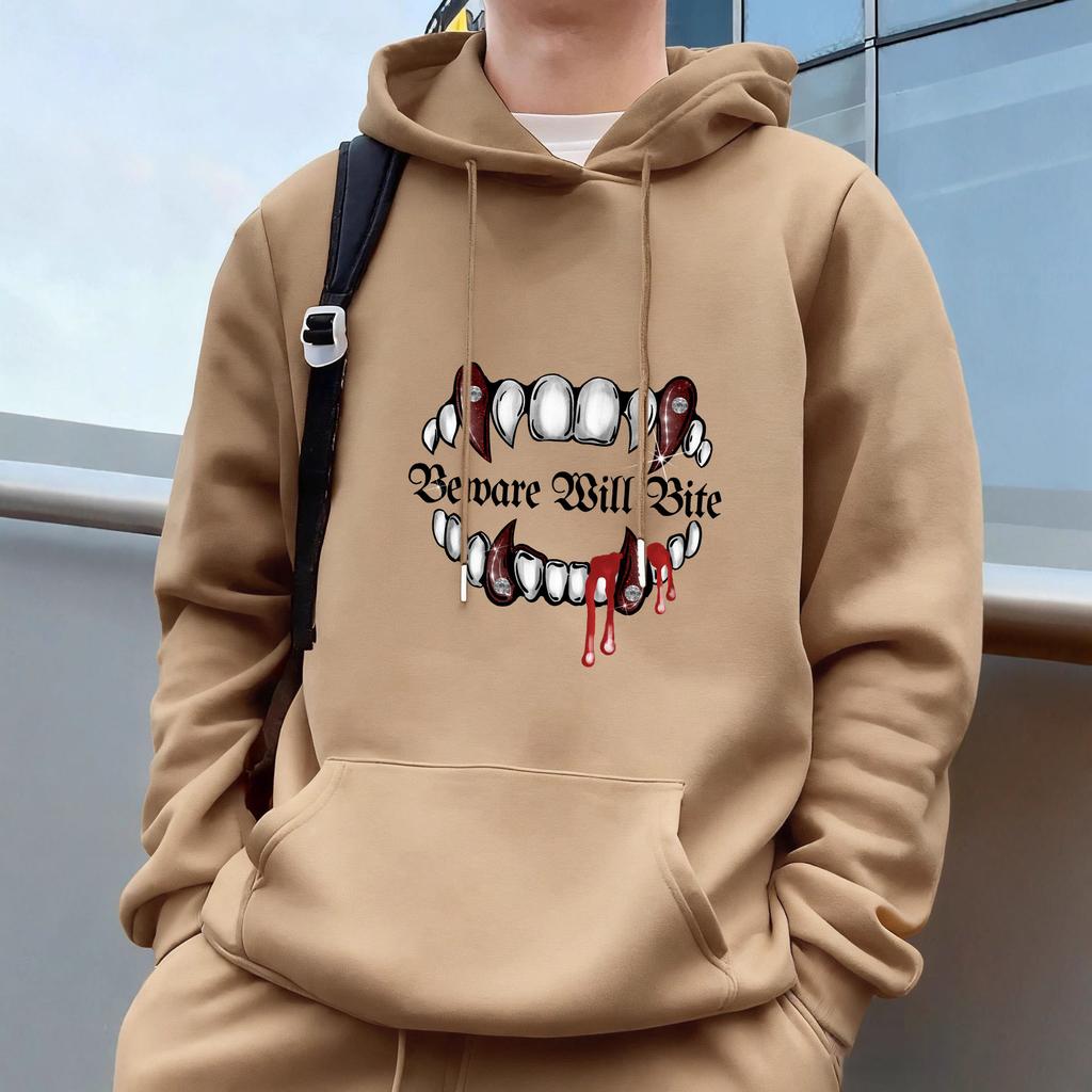 "Halloween"Men's Casual Hoodies Fleece Hip Hop 250g/m² Solid Pullover Sweatshirt Men Sportswear Clothing Sweatshirt Men's Clothing