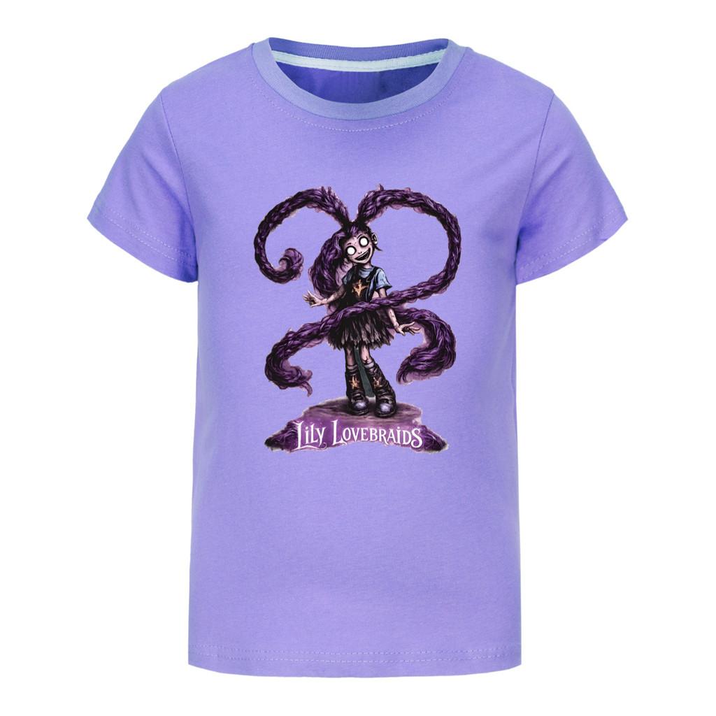 5582 Meisjes Bobi Time Lily Print T-shirt met Korte Mouwen