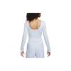Nike Solid Color Round Neck Short Casual Long Sleeve Breathable T-Shirt Women Tops Light-Blue FN3662-440