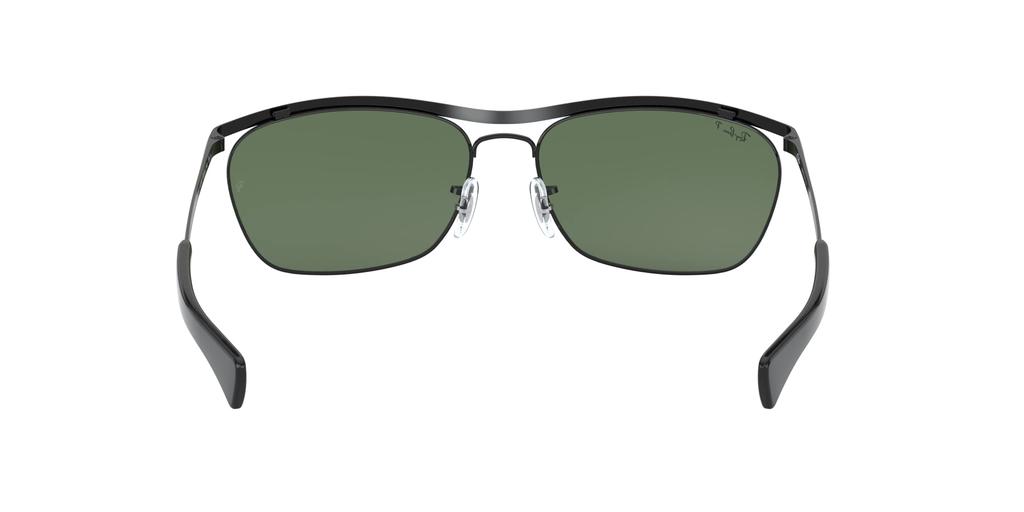 Shiny Polar Lens Size 60 Ray-Ban Men's Black/Green Sunglasses, (0RB3619)