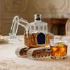 Decantador de Licor 350ml Forma de Excavadora Botella de Vidrio Licor Creativo Vaso de Whisky Decantador para Bourbon Barra Casera Cumpleaños de Padres