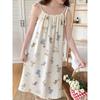 Sweet Cartoon Princess Style Nightgown for Women In Summer New Sexy Suspender Bubble Wrinkle Cloth Home Clothes
