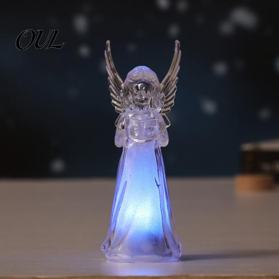 Desktop Ambient Lighting Guardian Angel Night Light, Small Prayer Reading Playing Music Peaceful Home Accents Figurine with LED Light for Desk, Table,