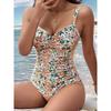 Sommerlicher Blumendruck Sexy Einteiler Badeanzüge Damen Bademode Hochgeschnitten Bikini Bademode Badeanzug zum Schnüren Strandbekleidung
