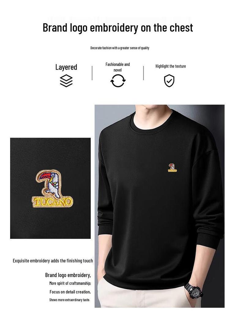 TUCANO Men's Solid Round Neck Long Sleeve Sweatshirt