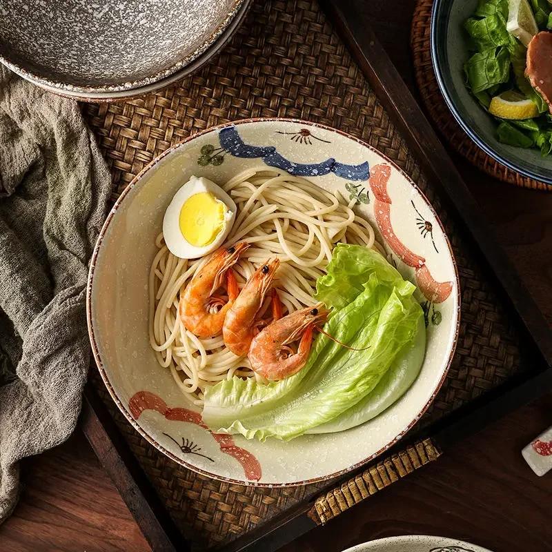 Japanese and Wind Creative Ceramic Bowl Household Instant Noodle Bowl Ramen Hat Bowl Household Commercial Salad
