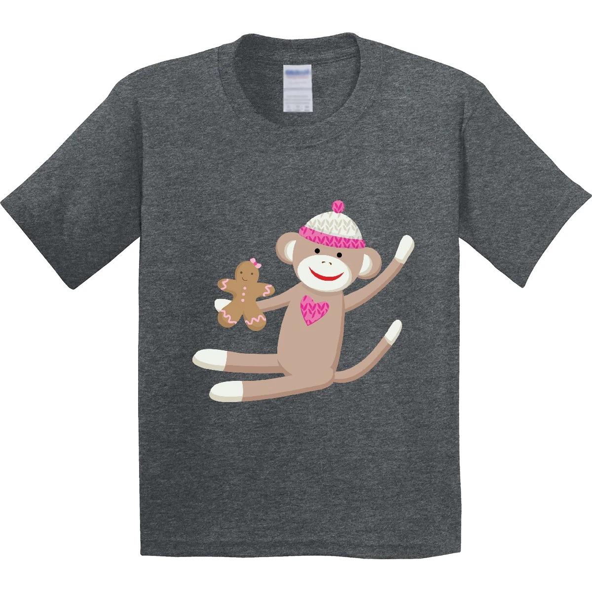 

Inktastic Sock Monkey Gingerbread Youth kids boys T-Shirt Christmas Winter Holiday Man Tee 160