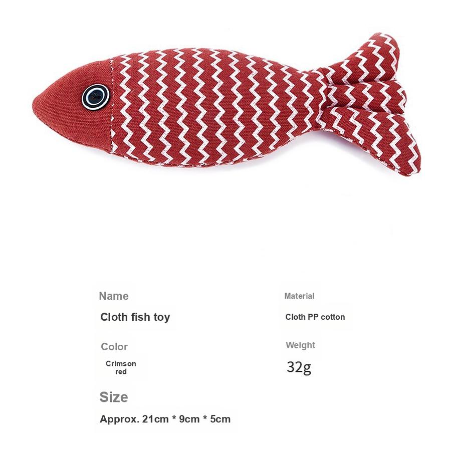 Self-Play Catnip Plush Simulation Fish Kitten Chewing Toy Cat Teaser Stick Pet Cat Supplies