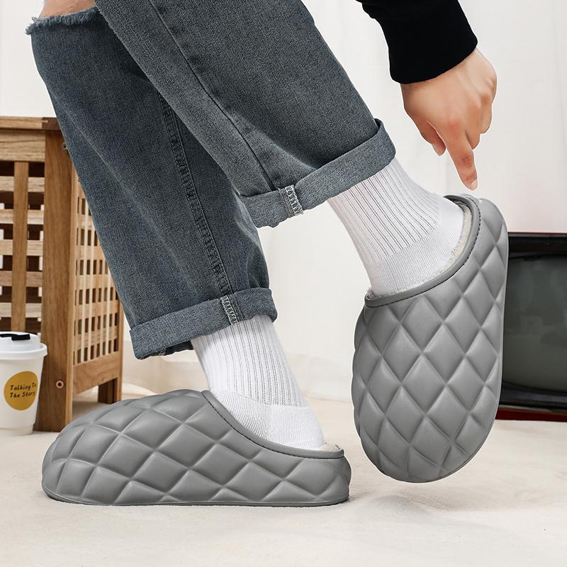 Fashion Men's Shoes Slippers For Home Cute Pineapple Big Round Toe Bathroom Water Proof Lightweight Platform Warm Plush Mens Slipper
