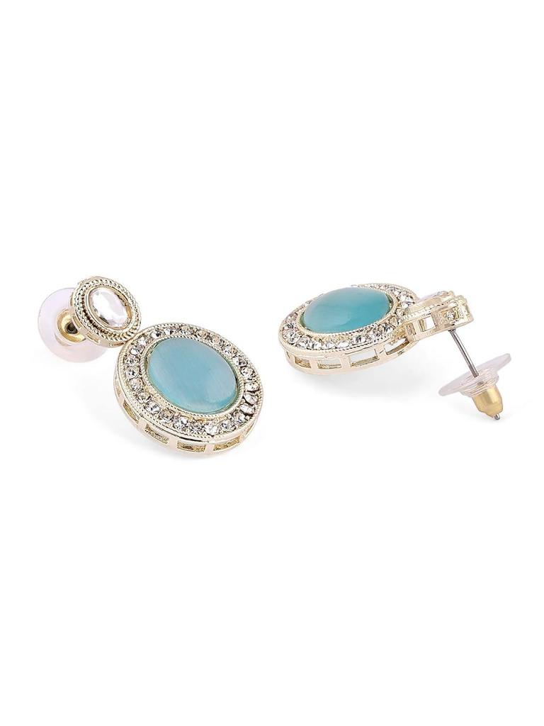Tyrkysově modrý kočičí oko Rakouské diamanty a kameny Choker náhrdelník Náušnice a prsten Set pro ženy