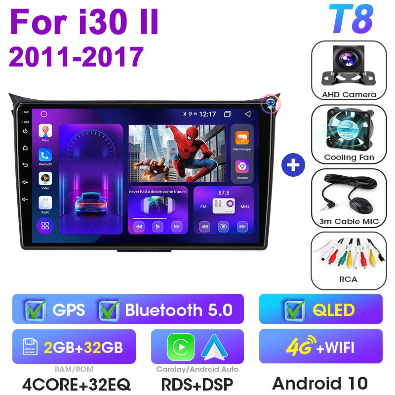 2 Din Android 12 Car Radio For Hyundai I30 II 2 GD 2011 - 2017 Multimedia Video Player GPS 4G Carplay Auto Stereo DVD Head Unit