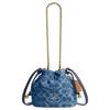 Faye Stof Met Koeienleer Kleine Gelukstas Crossbody Tas, Schoudertas Mini Dames Indigo CDE32-IMTYV
