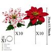 20Pcs UV Resistant Artificial Poinsettia Flowers with Light Realistic With Green Leaves Christmas Flower Bouquet Fade Resistant