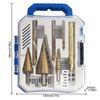 7Pcs Straight Flute Titanium Coated HSS Step Drill Bit Set Hex Shank Hole Reamer with Blue Plastic Storage Case