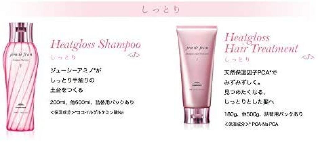 Milbon Jemile Fran Heat Gloss J Shampoo 500 ml, Kur 500 g, Set [Jemile Fran]