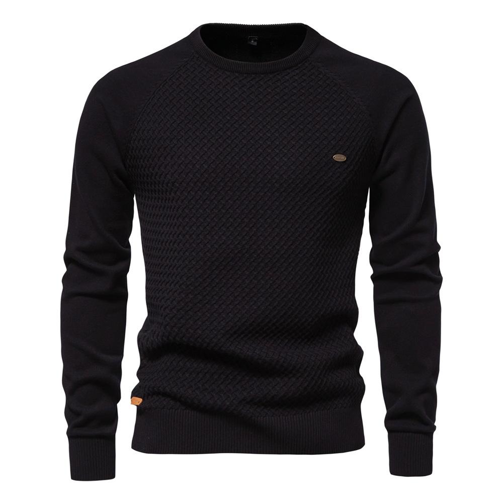 New Autumn and Winter Cotton Men's Sweaters Men's Sweater Pullover Solid Color Raglan Sleeve Sweater