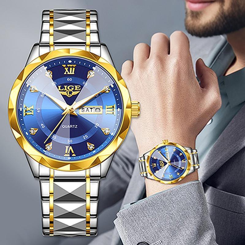 Fashion Simple Quartz Man Watch Luxury Business Steel Band Casual Sports Waterproof Date Weeks Watches