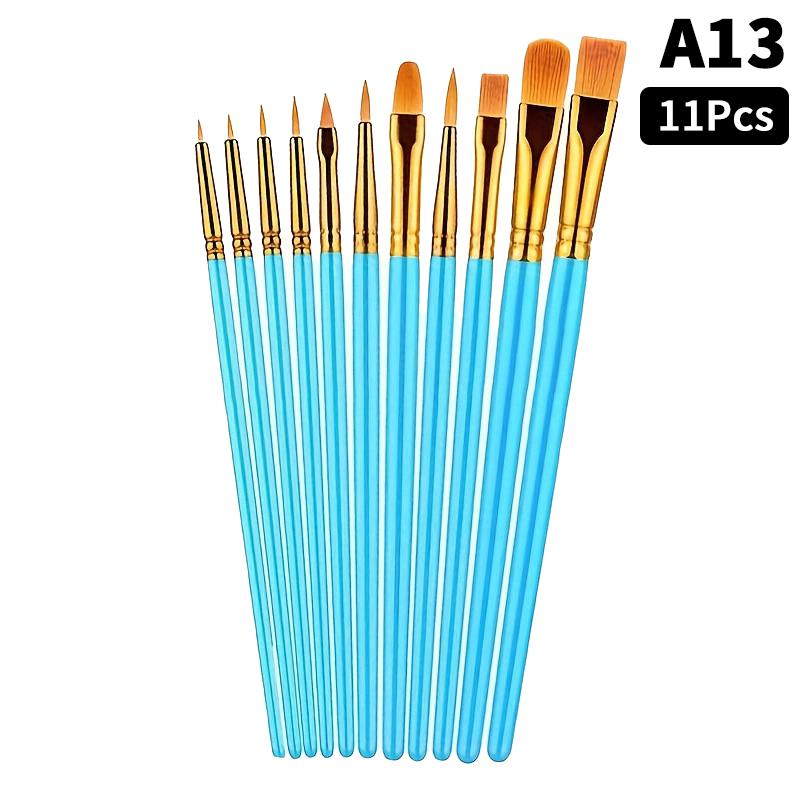 Detail Painting Brushes Set Professional Round Flat Nylon Hair Watercolor Paint Brush For Kid Students Artists Oil Painting Tool