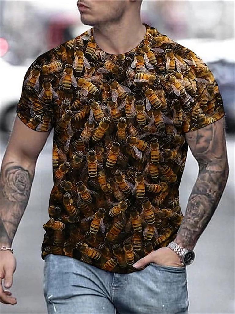 Men's T-Shirts 3d Print Cute Bee Pattern Tops Tees New In Summer Women Kids Streetwear Fashion Oversized T Shirt Men Clothing