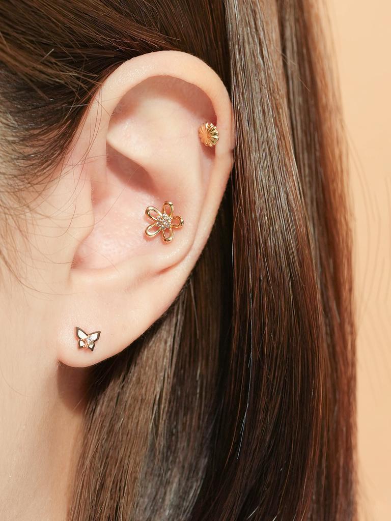 Minimal Piercing 14K Edelweiss Piercing Earrings