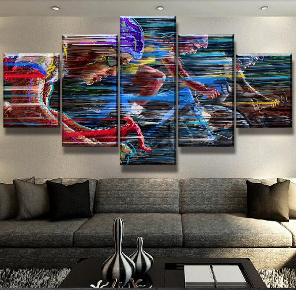 

5 piece Холст Искусство Абстрактный велосипед Cuadros Декорацион Картины на холсте Настенное искусство для домашних украшений Декор стен Произведения искусства Нет рамки