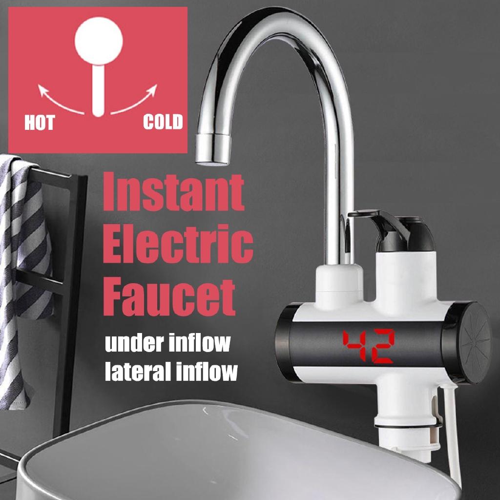 

220V IPX4 Instant Electric Faucet Tap Hot Water Heater LED Display Bathroom Kitchen Under Inflow/Lateral Inflow 3000W Lateral water