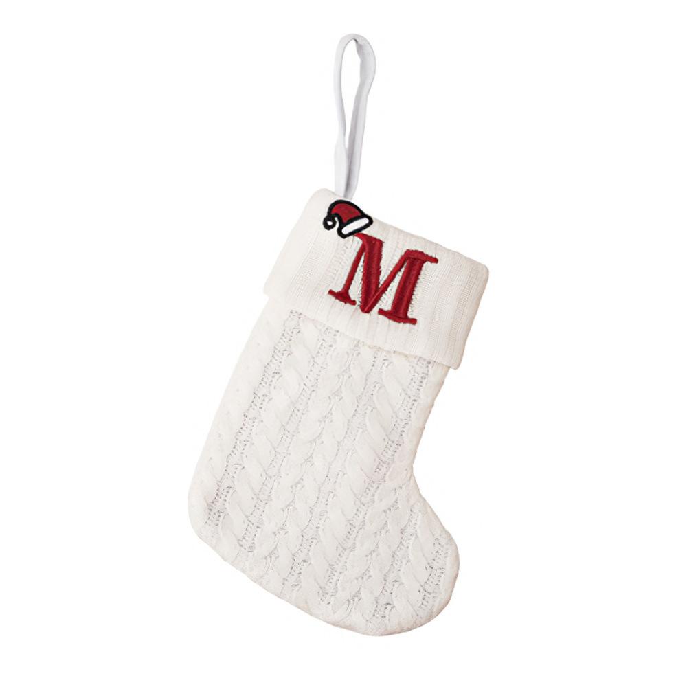 Christmas Stockings Letter Santa Sock Gift Kids Candy Bag Pocket Christmas Tree Hanging Ornament New Year Decoration