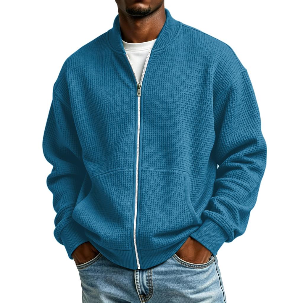 Herren Farbe Langarm Reißverschluss Strickjacke Lässige Jacke