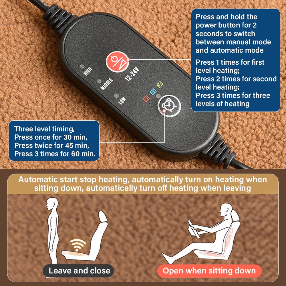 12V/24V Universal Heated Seat Cushion High-Quality Imitation Cashmere Material Skin-Friendly and Comfortable Fast Heating