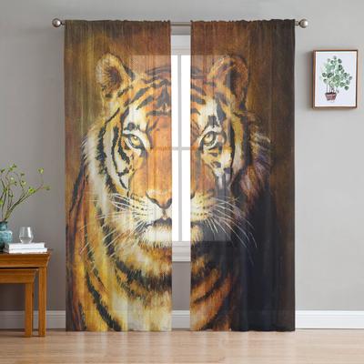 Tiger Animal Danqing Sheer Curtains Living Room Window Tulle Curtains For Bedroom Kitchen Home Decoration Voile Drapes