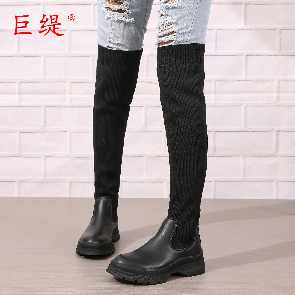 

Giant Ti 2025 autumn and winter new foreign trade large size knee boots WISH Amazon Europe beautiful women s long leather boots 36 чёрный