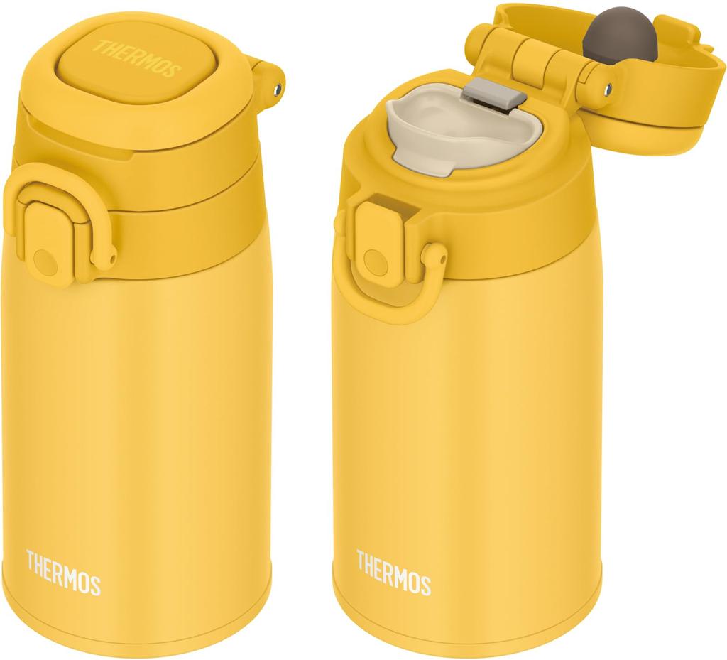 Thermos Water Bottle Vacuum Insulated Mobile Mug with Carry Loop 400ml Yellow Y JOS-400