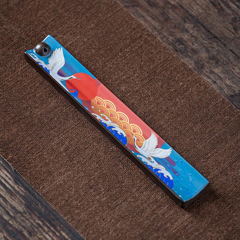 Enamel Ceramic Incense Holder: Antique Style Cloisonné Sandalwood Burner for Tea Ceremony and Home Decor.