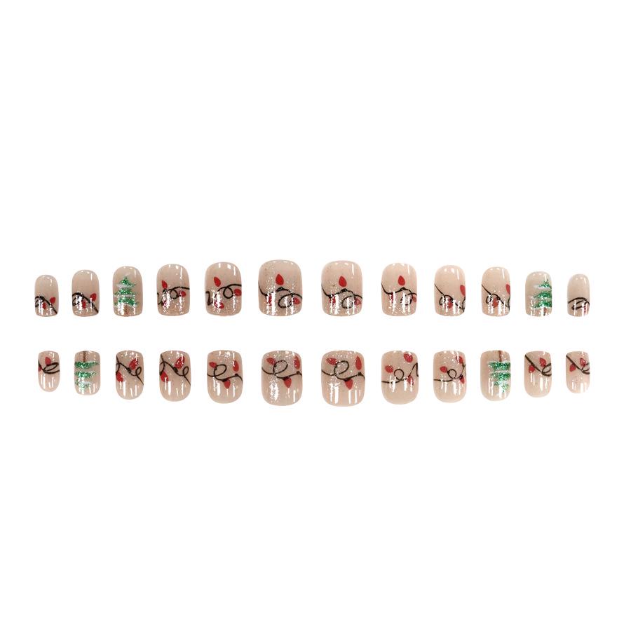 Christmas Style Nail Art Stickers: Wearable, Whitening, Removable Colored Lights Nails - 24 Pieces