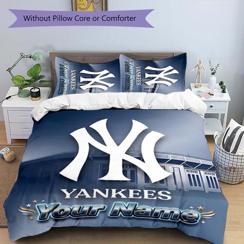 3pcs New York Yankees Cover Set - Personalized Name, HD Printed Bedding with 1 Cover and 2 Pillowcases - Perfect for Home Decor, Easy Care