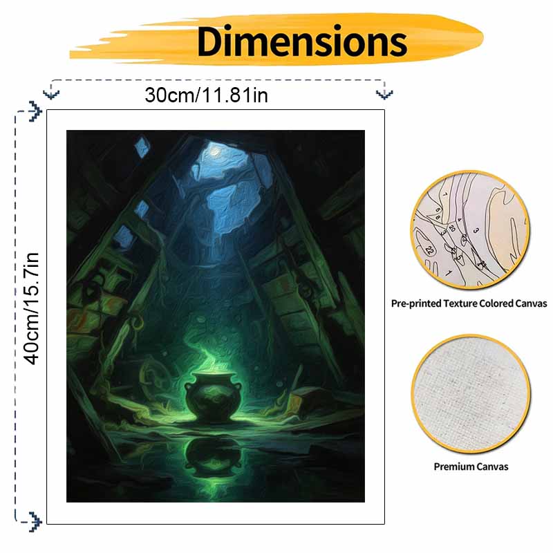 Halloween Magical Pot Green Mist Digital Oil Painting Coloring Painting Hand Painting Home Decoration
