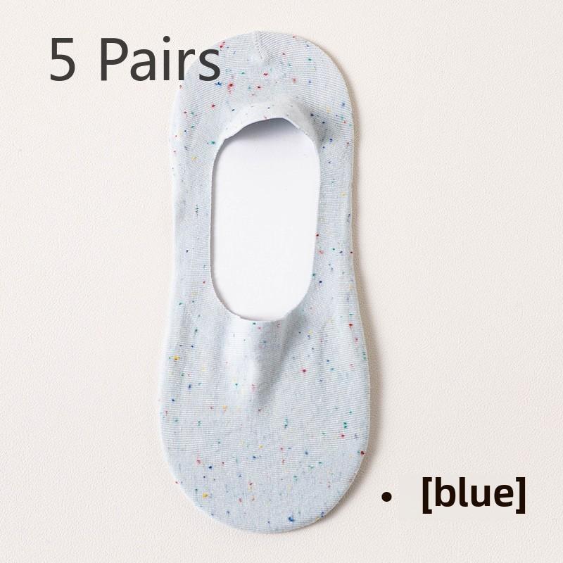 5 Pairs of Boat Socks for Women Simple Shallow Mouth Summer Thin Socks for Women Spring and Summer Silicone Non-slip