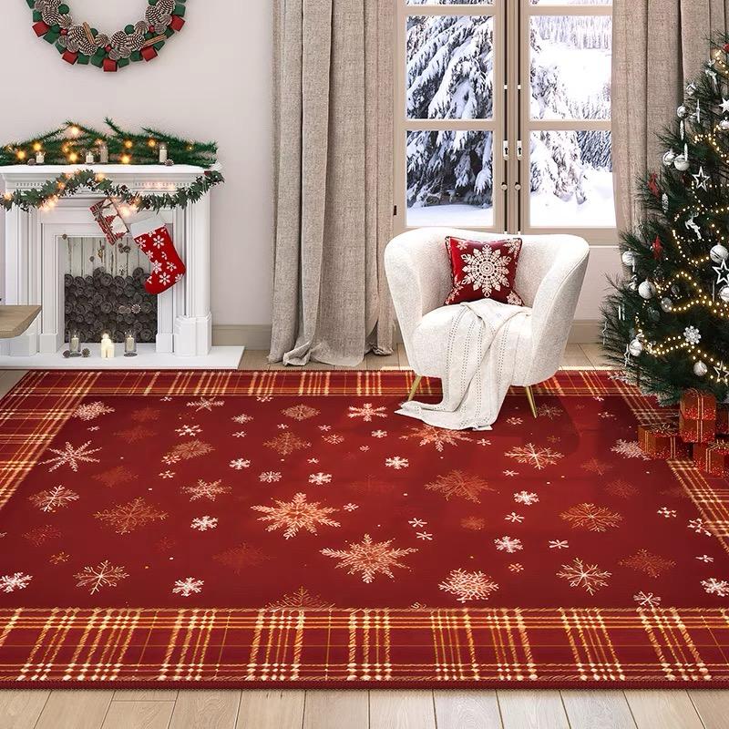 Christmas Themed Carpet Round Living Room Bedroom Non-Slip Decorative Mat Rectangular Entrance Can Be Tailored Floor Mat