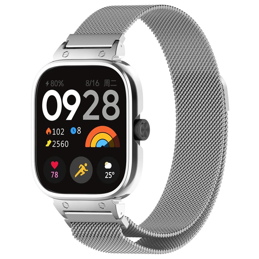 Carcasă metalică + curea buclă milaneză pentru Redmi Watch 4 Brățară magnetică pentru brățară pentru Redmi Watch 4 Carcasă de protecție din oțel inoxidabil