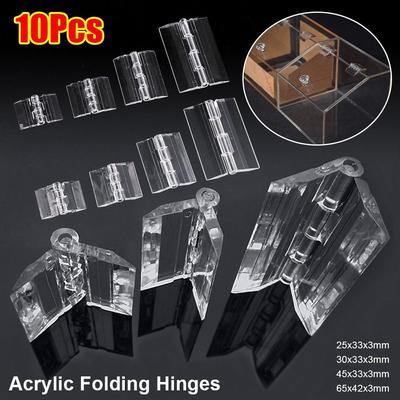 10Pcs Durable Transparent Folding Hinge Acrylic Foldable Door Hinges Clear 270 Degree Furniture Hardware DIY Cabinet Door Box
