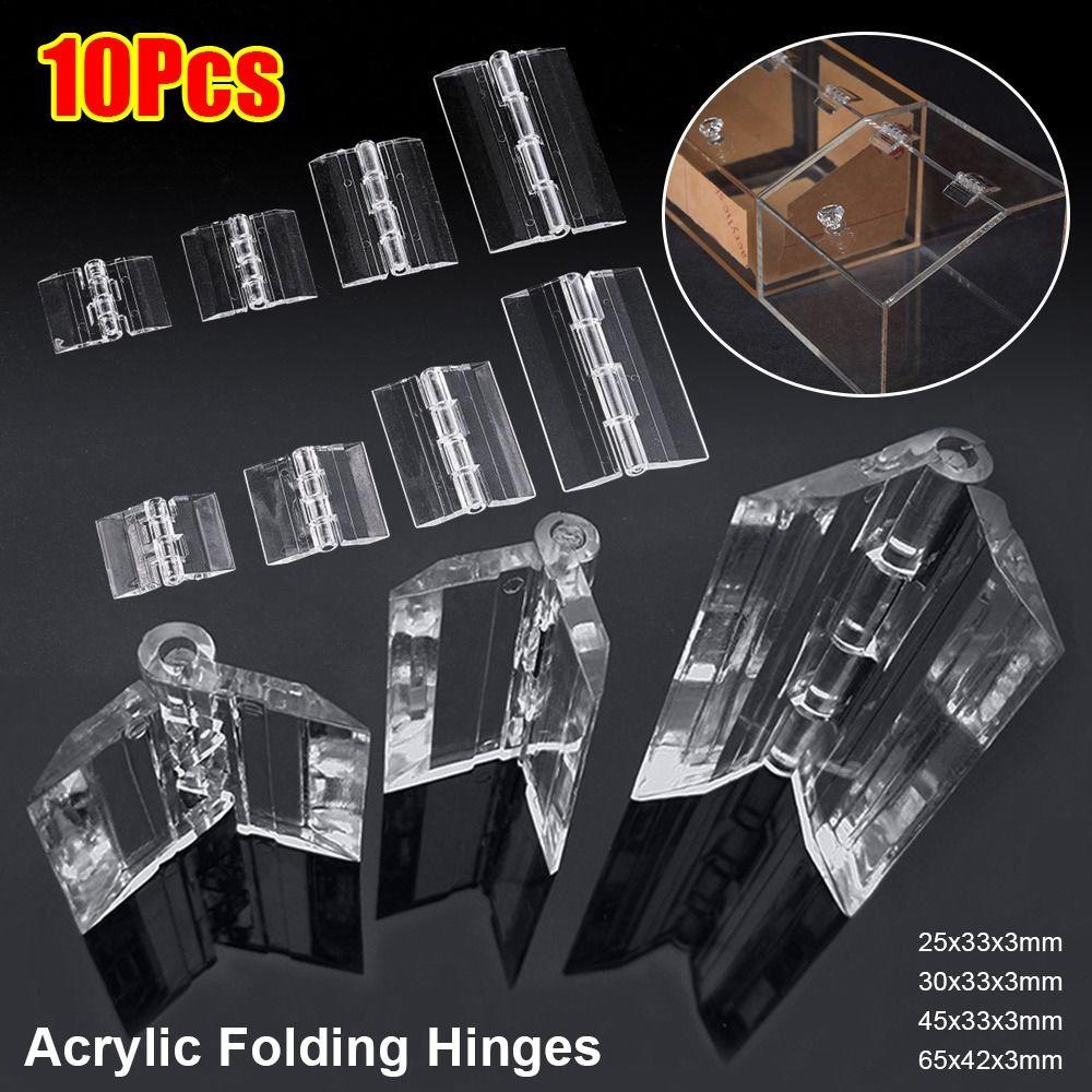 10Pcs New Transparent Folding Hinge Clear Foldable Door Hinges Acrylic 270 Degree Furniture Hardware DIY Cabinet Door Box